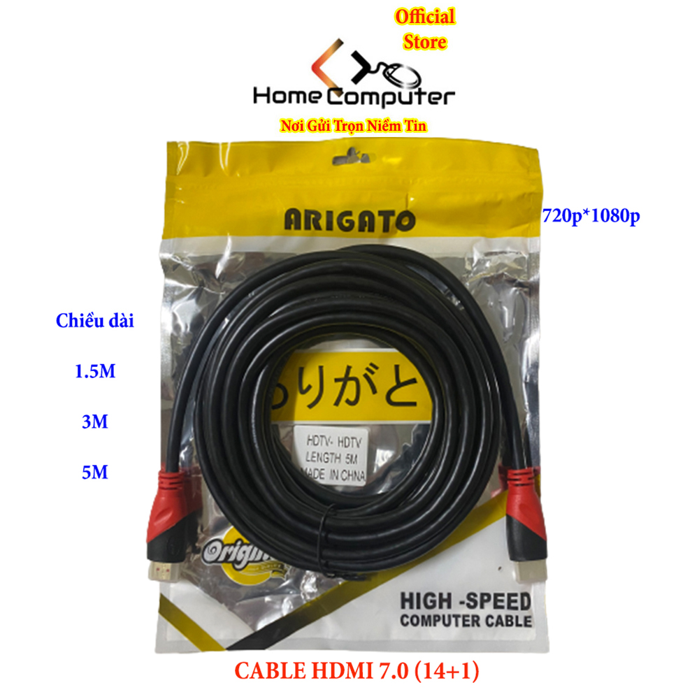 Cáp hdmi, dây hdmi 7.0 vnet/arigato dài 1.5m- 3m- 5m tròn đen full hd