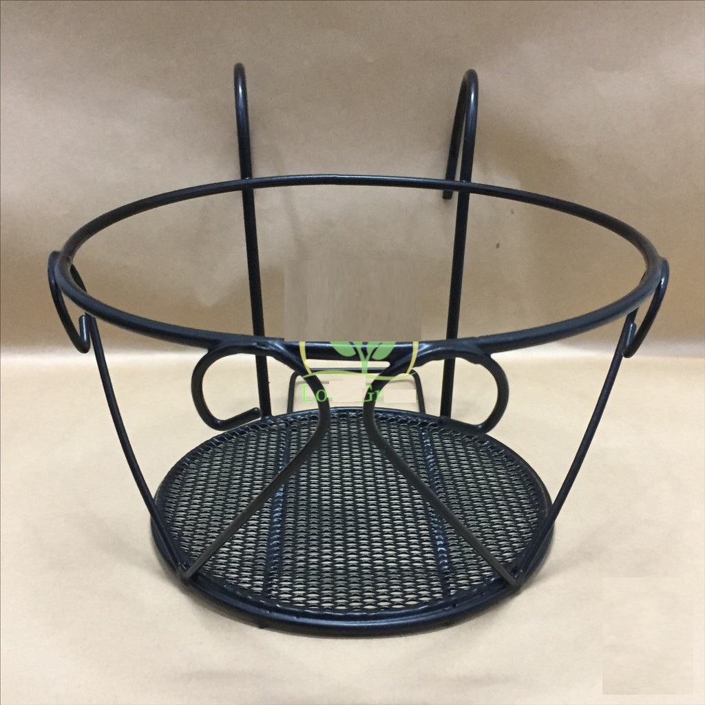 Khung-Giá-Móc-Giỏ Sắt Tròn Tim Treo Hàng Rào Ban Công Bọc Nhựa Dày Siêu Bền Không Rỉ Hàng Đẹp - màu đen