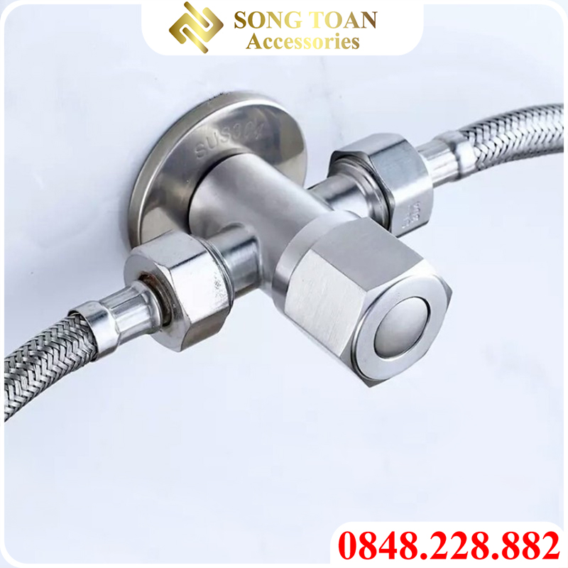 Van chia nước Inox 304 nhà tắm ren ngoài 21mm
