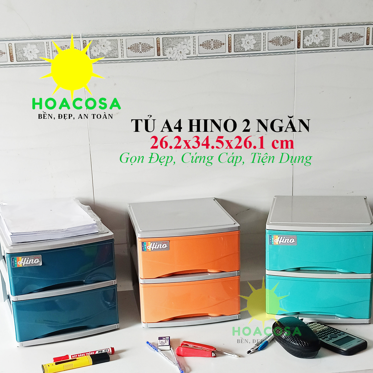 Tủ nhựa để bàn mini 2 tầng hino nhựa hiệp thành- tủ a4, có thể xếp chồng- đẹp, gọn, tiện dụng, đồ gia dụng hoacosa.