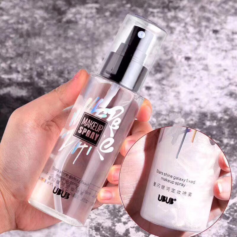 Xịt cố định lớp Makeup nhũ chảy Stars shine galaxy fixed makeup spray chứa niacinamide, xịt giúp cố định lớp make up, giúp giữ lớp make up lâu hơn, kiểm soát dầu chống trôi màu xuống màu, đồng thời dưỡng ẩm cho da