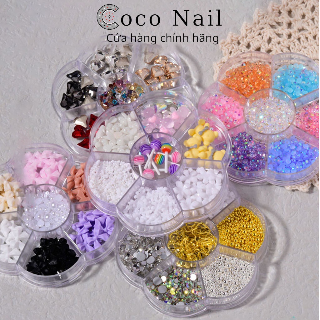 Charm nail nơ, set charm nail nơ mix trang trí móng
