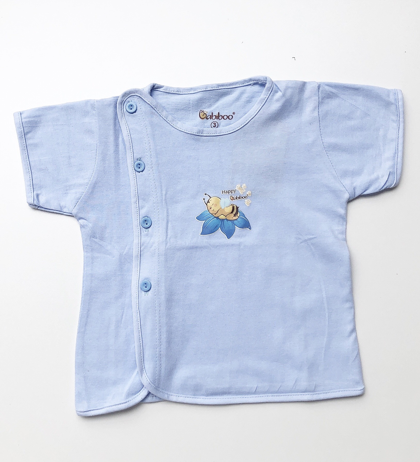 Áo sơ sinh màu kiểu bác sĩ tay ngắn dễ thương babiboo - bb78