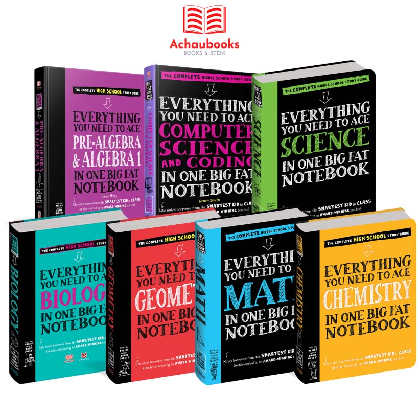 Combo 7 Cuốn Sách Big Fat Notebooks Everything You Need To Ace Study ( Sổ Tay Học Tập, Bìa Cứng In Màu, Bản Tiếng Anh ) - Tổng Hợp Kiến Thức Giáo Khoa Cấp 2 và Cấp 3 - Á Châu