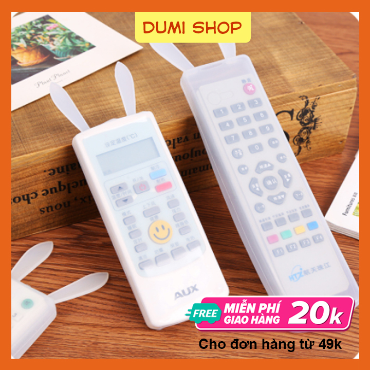 [HCM]Bộ 2 Bọc Remote Tivi Điều Hòa Bằng Nhựa Silicon Dẻo Trong Suốt Hình Tai Thỏ - Dumi Shop