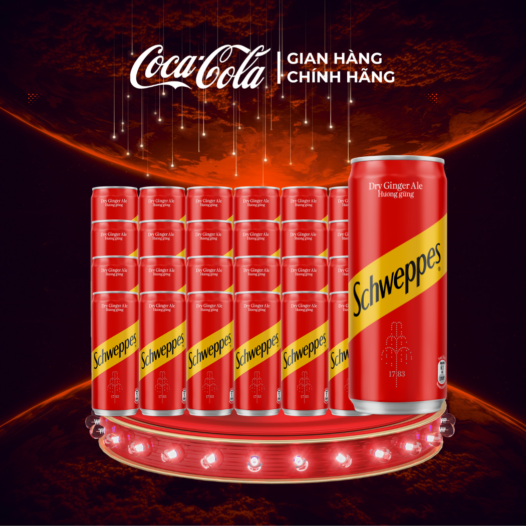 [SIÊU SALE ] Lốc 24 Lon Nước giải khát Schweppes Dry Ginger Ale 320ml/Lon Sale 8.8 Coca-Cola Chính Hãng_LD