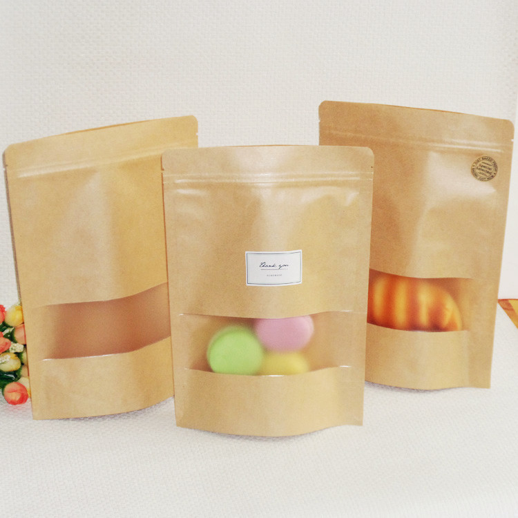 Túi zipper kraft giấy cửa sổ tràn 1kg - đựng thực phẩm - mỹ phẩm