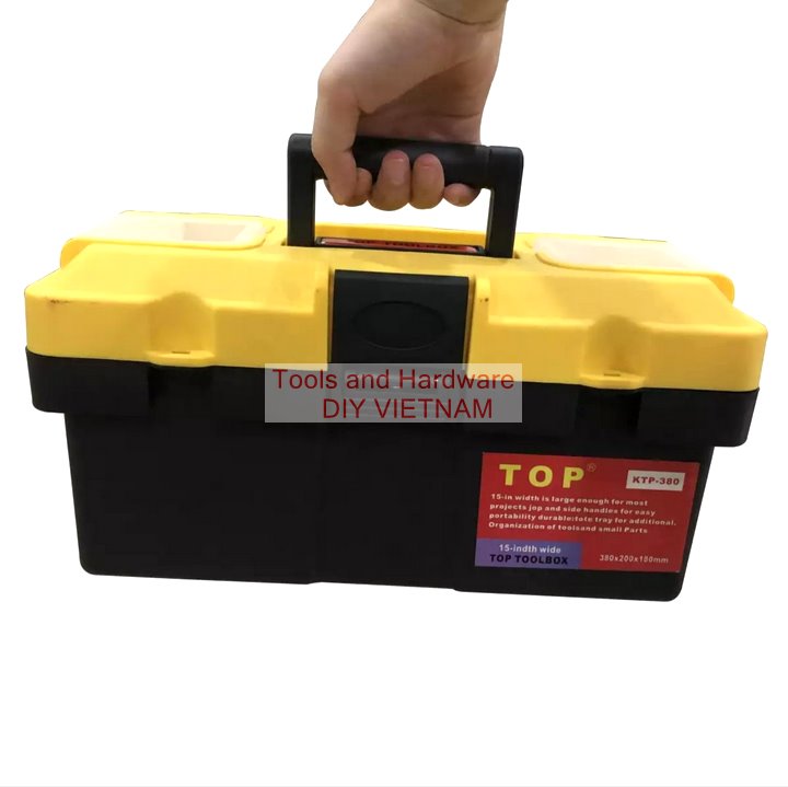 [Rẻ vô địch] [Ảnh thật] Thùng đựng đồ nghề nhựa siêu bền cỡ 38x20x18cm hãng TOP KTP-380, Bảo hành 12 tháng, Hộp đựng đồ nghề, Hop dung do