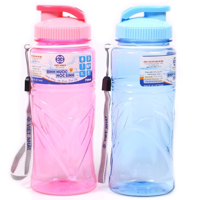 Bình nước học sinh Việt Nhật 550ml,750ml,900ml - Bình nước thể thao có quai dù treo rất tiện lợi
