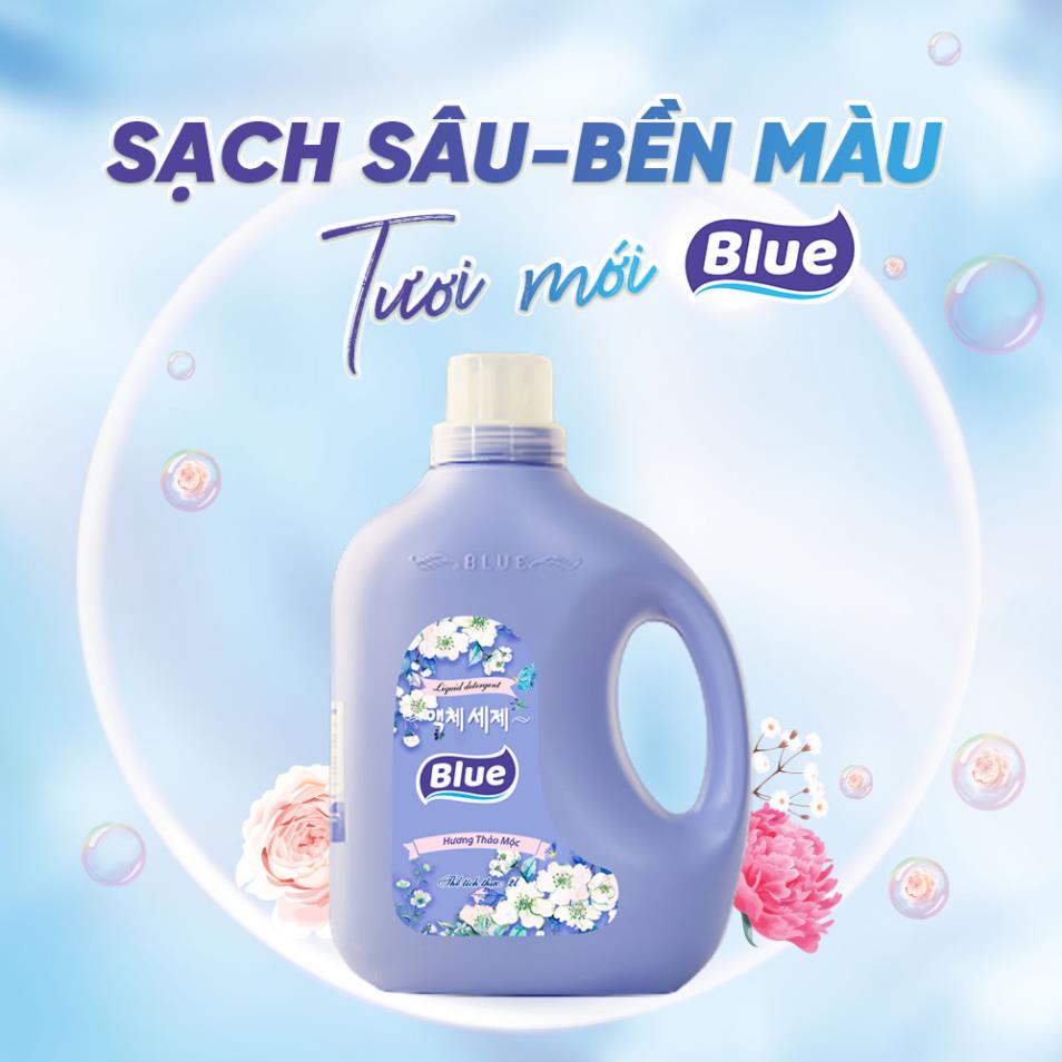 Nước giặt Blue can 2KG -  Hương Thảo Mộc An toàn da tay, Chống Oxi hoá sợi vải, Bật tông trắng sáng