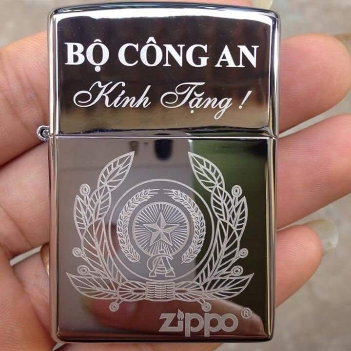 Zippo khắc laze logo bộ công - an bạc