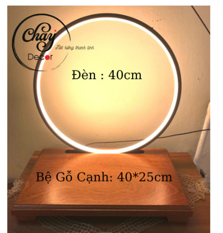Vòng tròn đèn led hào quang + đế gỗ dùng để trang trí tiểu cảnh, lũa, tượng, bon sai có quà tặng 🎁 - chay decor