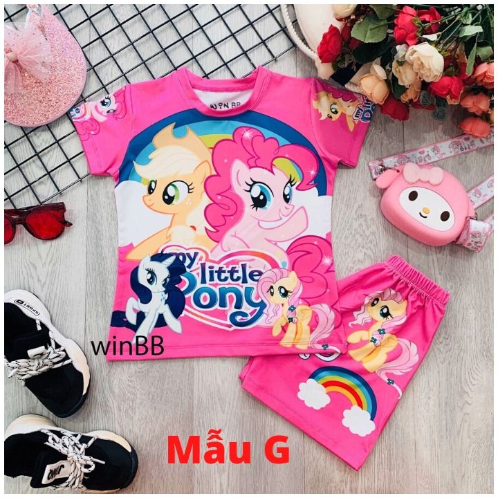 Đồ bộ bé gái hình Pony dễ thương 9-42kg. Chất thun cotton in 3d sắc nét- giặt không vỡ hình- Kiến Lửa