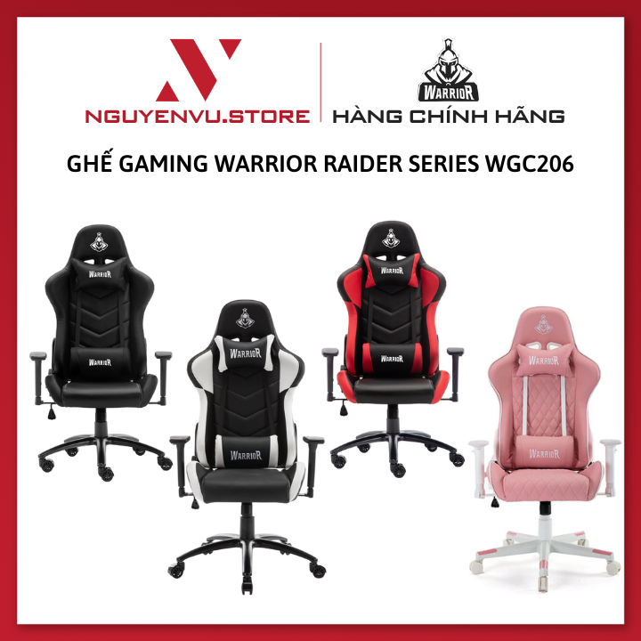 Ghế Gaming Warrior Raider Series WGC206 (Đen/Đen Đỏ/ Đen Trắng/ Hồng) - Hàng Chính Hãng