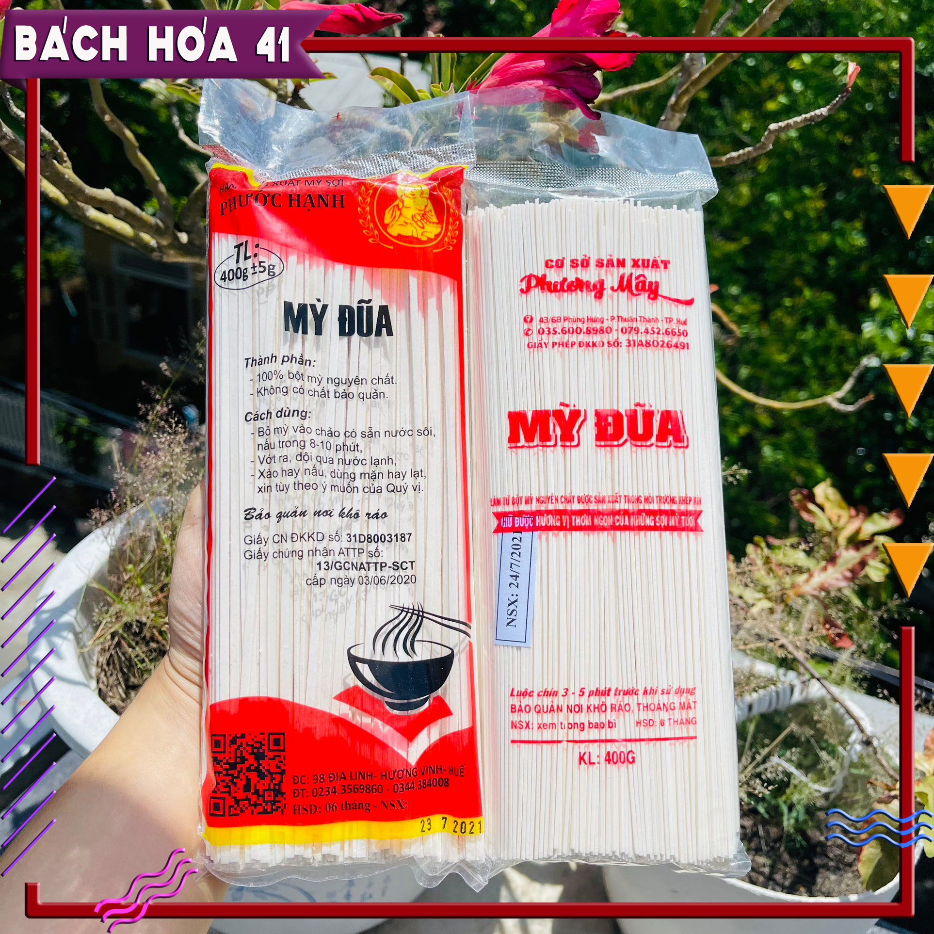 Mì đũa huế sợi tròn / sợi dẹp 400g - đặc sản huế