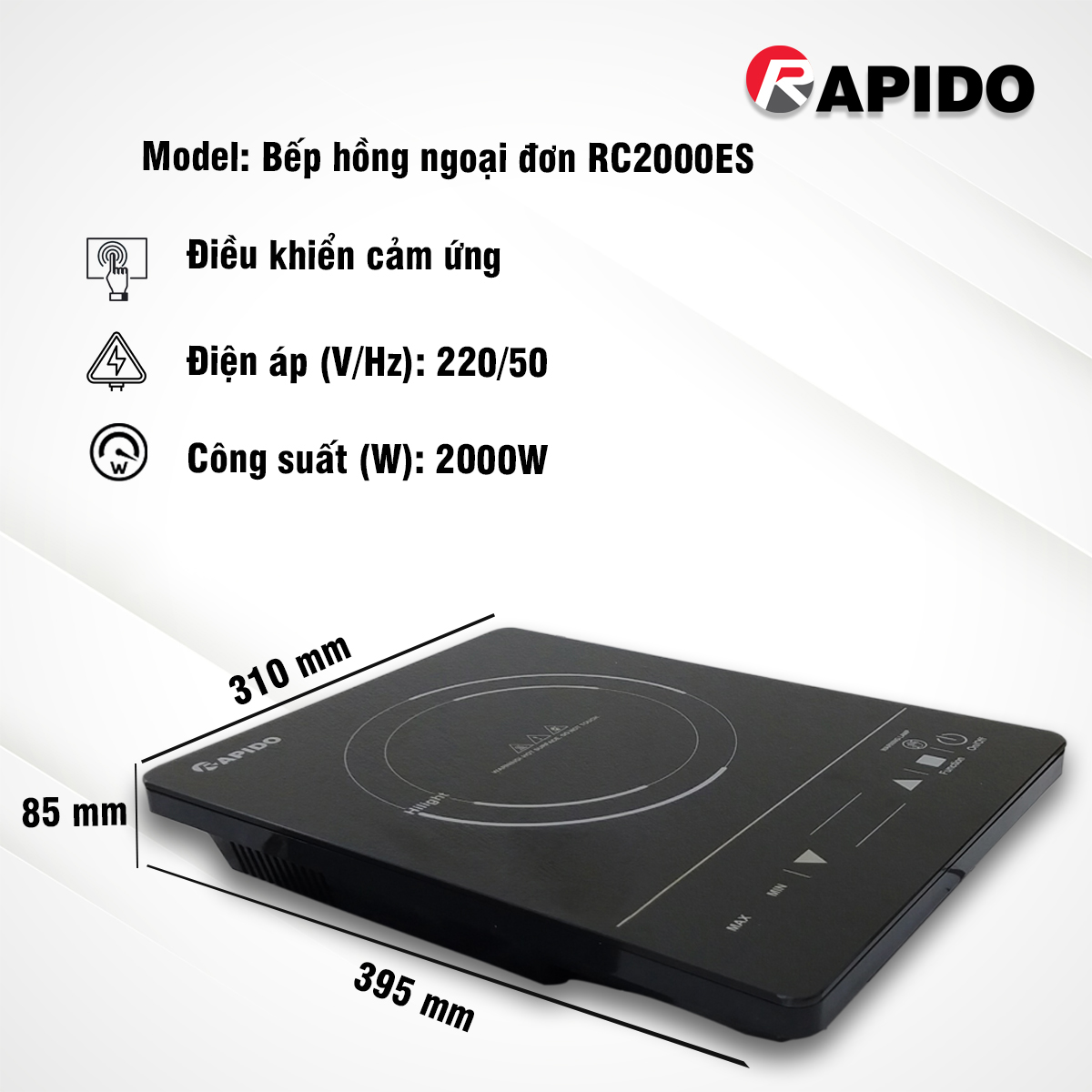 Bếp hồng ngoại đơn rapido rc2000es