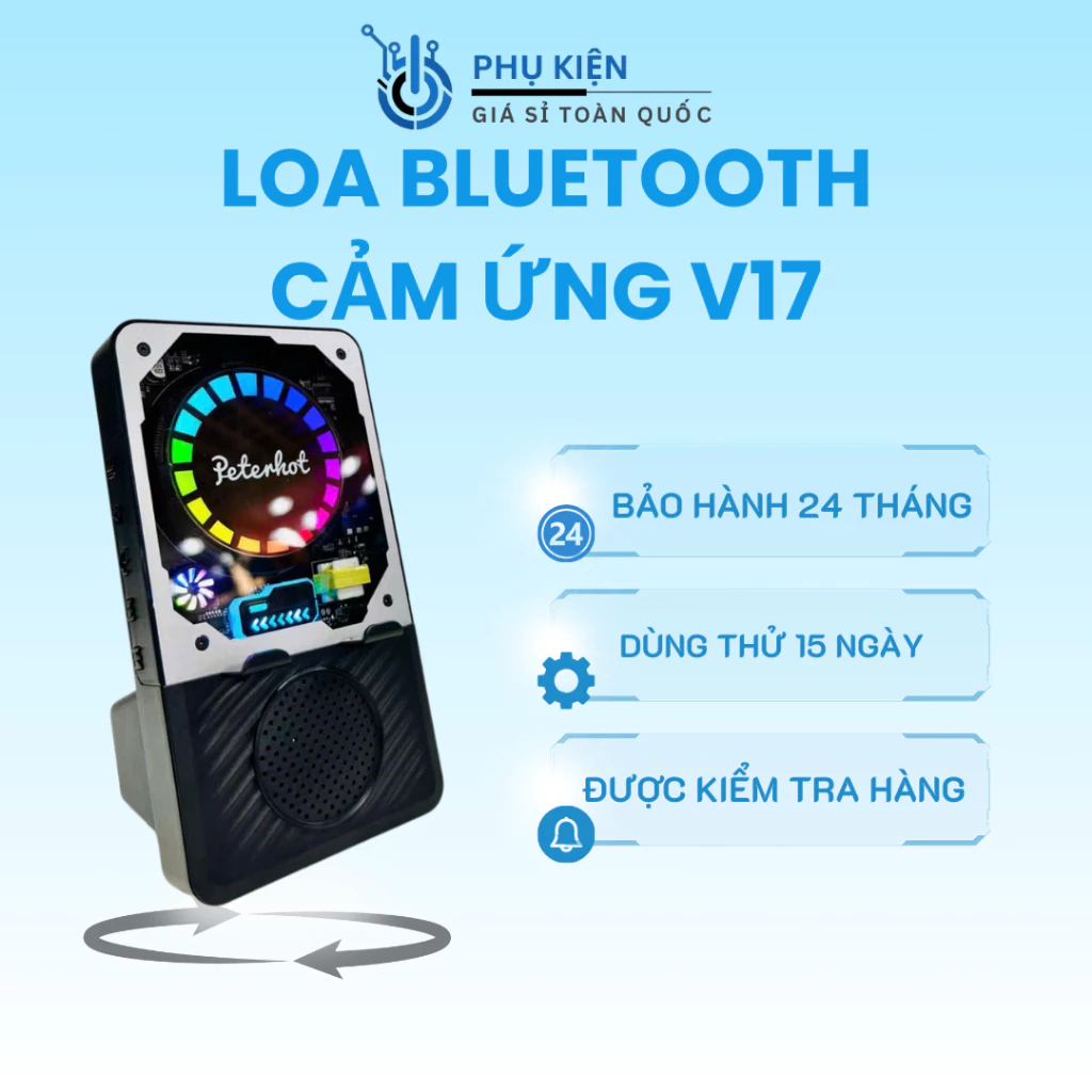 Loa bluetooth cảm ứng V17 âm thanh sống động, điều khiển chạm hiện đại, thiết kế nhỏ gọn tiện lợi