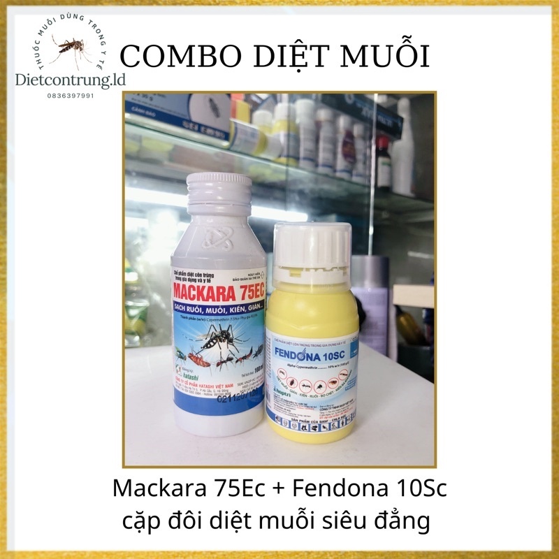 [ Combo 2 chai thuốc diệt muỗi MACKARA 750Ec (100ml) + FENDONA 10SC (50ml) ]