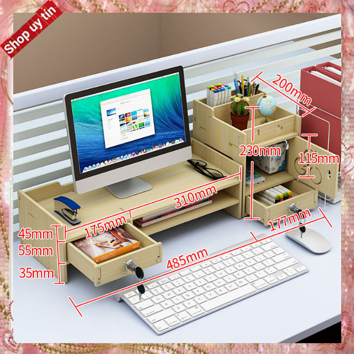 Kệ để bàn, kệ tài liệu, kệ gỗ, kệ để màn hình máy tính đa năng tiện dụng