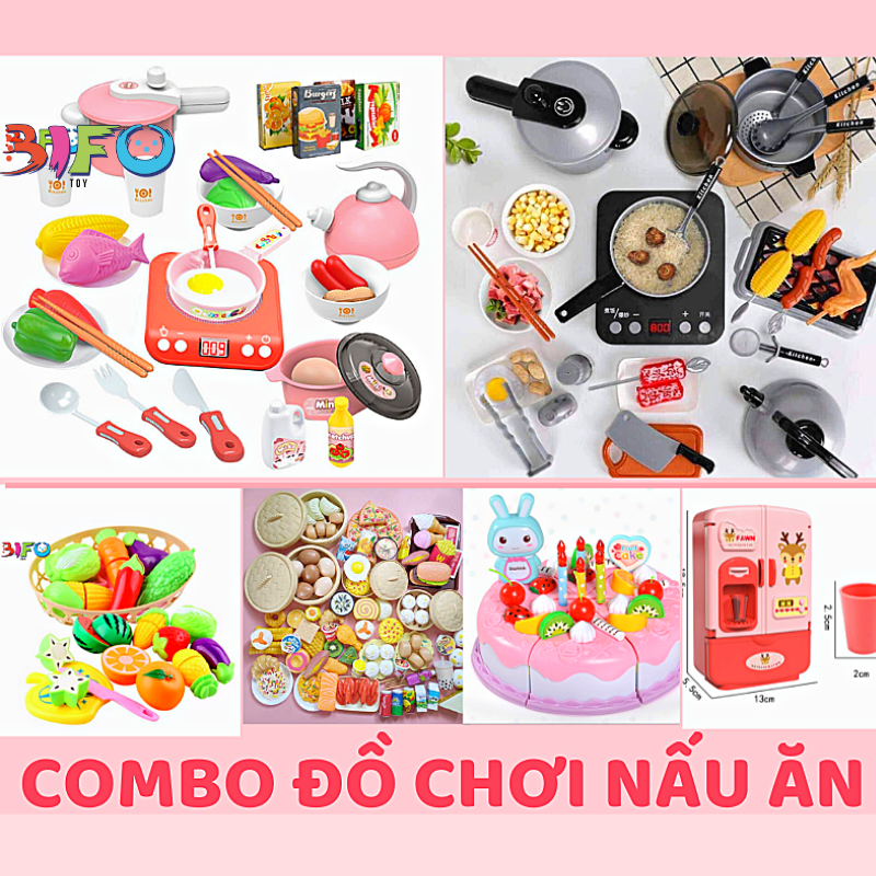 Bộ đồ chơi nấu ăn 36 món đầy đủ cả bếp và nồi y thật có đèn và tiếng kêu mô mỏng cho bé