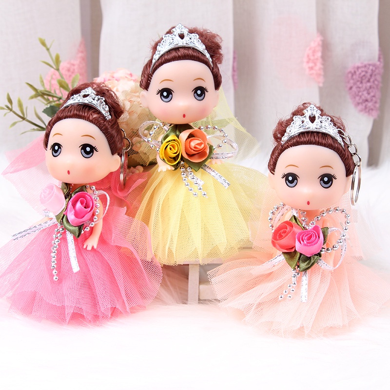 Búp bê trang trí bánh búp bê cô dâu vương miện 12cm