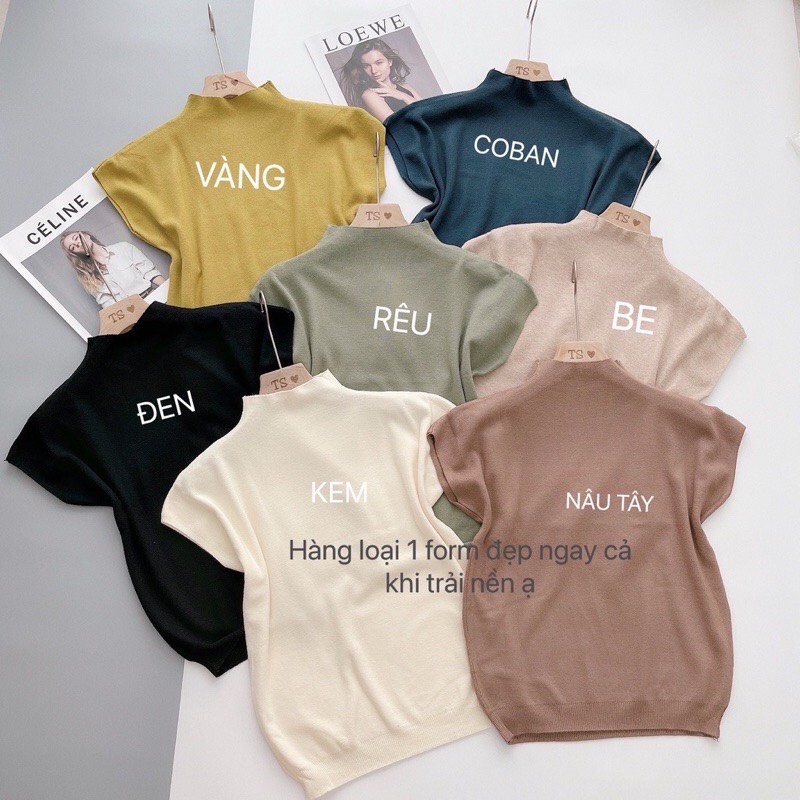 Áo len tay hến, áo len lông thỏ cổ 3p cộc tay hàng QC siêu xinh