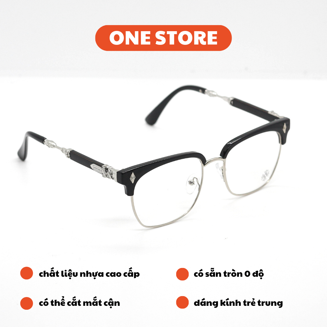 Kính Chrome Heart gọng vuông nhựa dẻo cao cấp họa tiết hợp kim nhôm