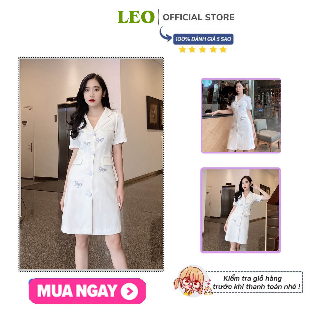 Đầm vest LEO cao cấp đính nơ đá váy thiết kế