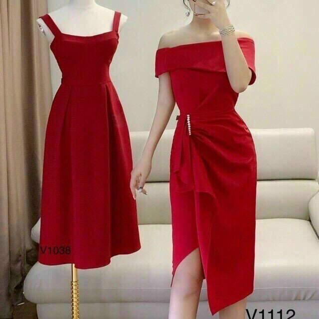 Đầm váy thời trang nữ trễ vai đính cườm nhún vạt chéo no1-sg -fashion