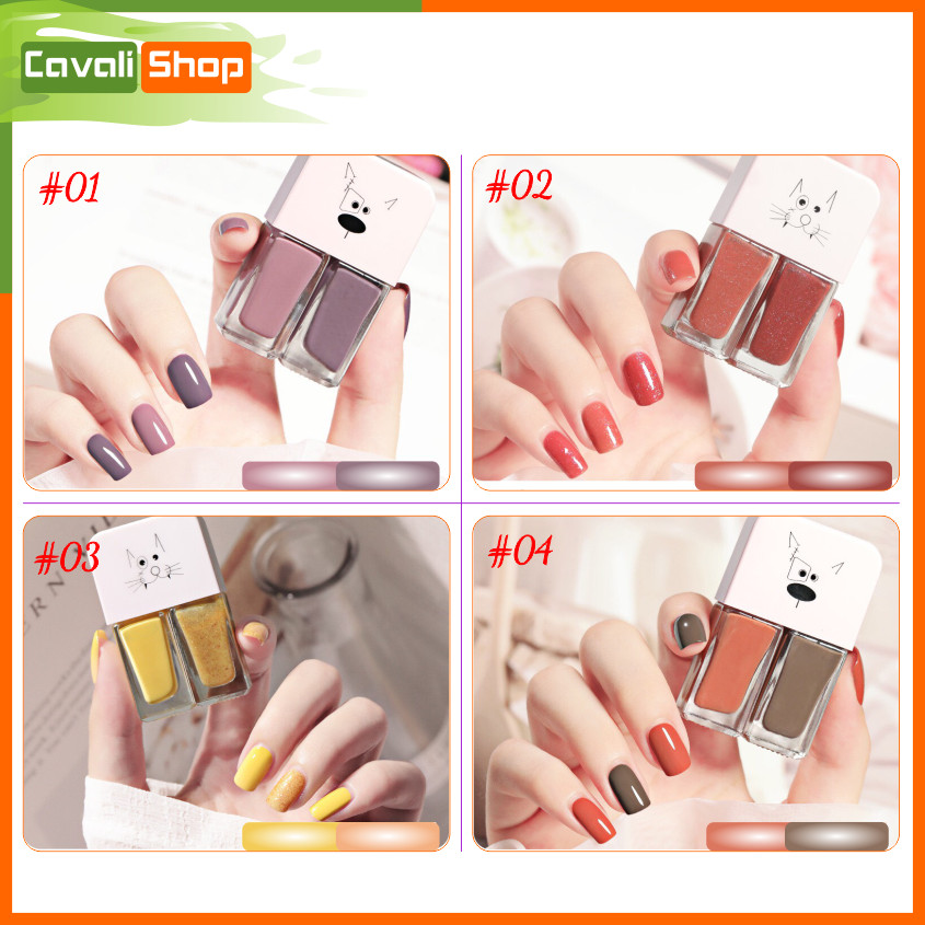 [HCM][HOT TREND] Set 2 chai sơn móng tay nhũ + lì - CAVALI - Dung tích 2*6ml nhỏ gọn nhiều màu xinh xắn cho bạn lựa chọn ( MUA 3 TẶNG 1 )