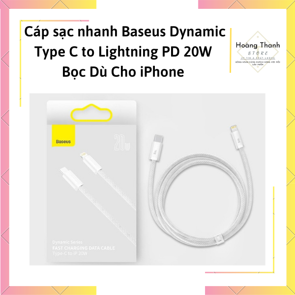 Cáp Sạc Nhanh Iphone Chính Hãng Baseus Dynamic Type C to Lightning PD 20W cho iPhone Dài 1m Fast Charging Và Data Cable