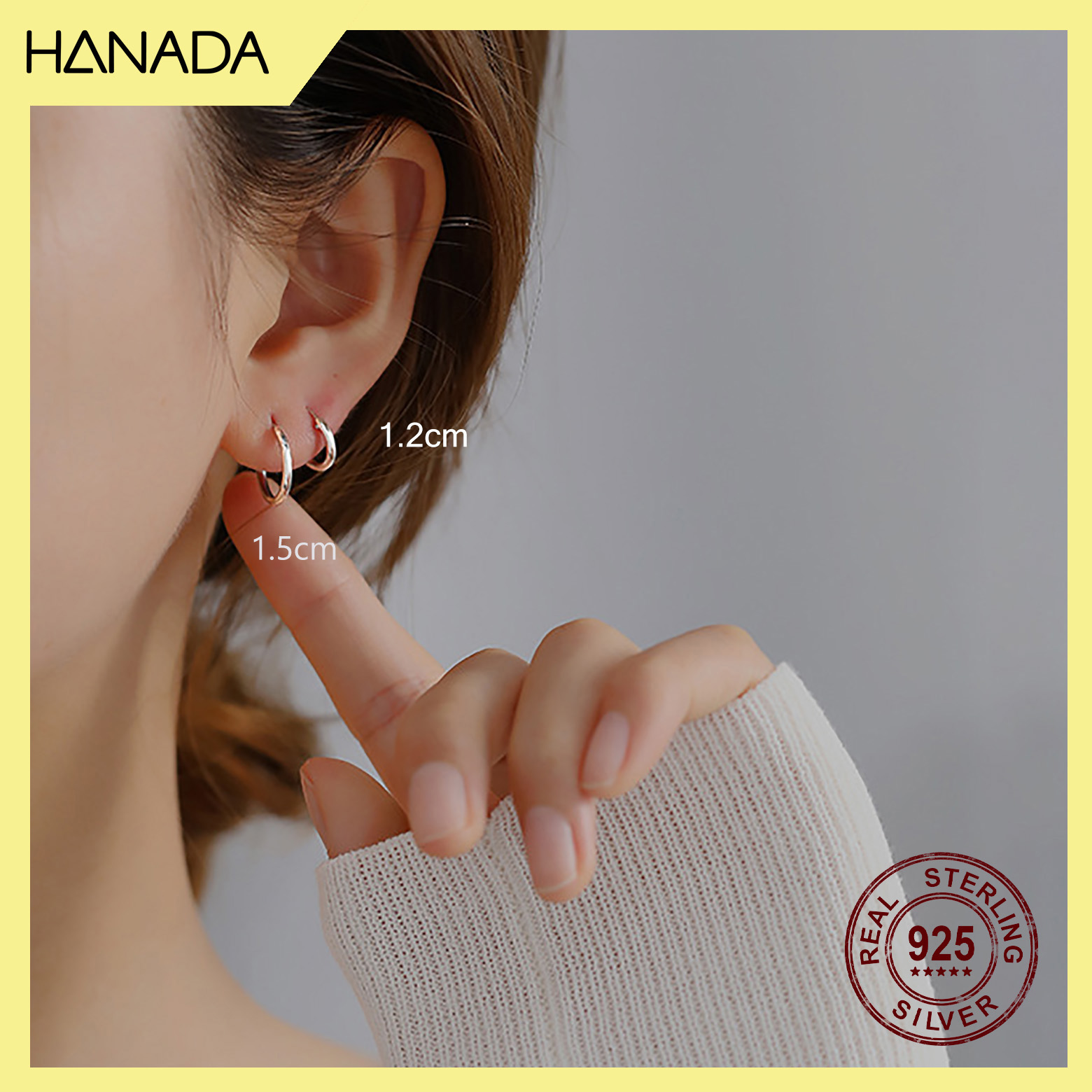 Khuyên Tròn Trơn  Bạc Ta Dày Hanada Bông Tai Tròn Cá Tính phù Hợp Cả Nam Nữ Đủ Size Nhỏ Lớn Đeo Nhiều Lỗ