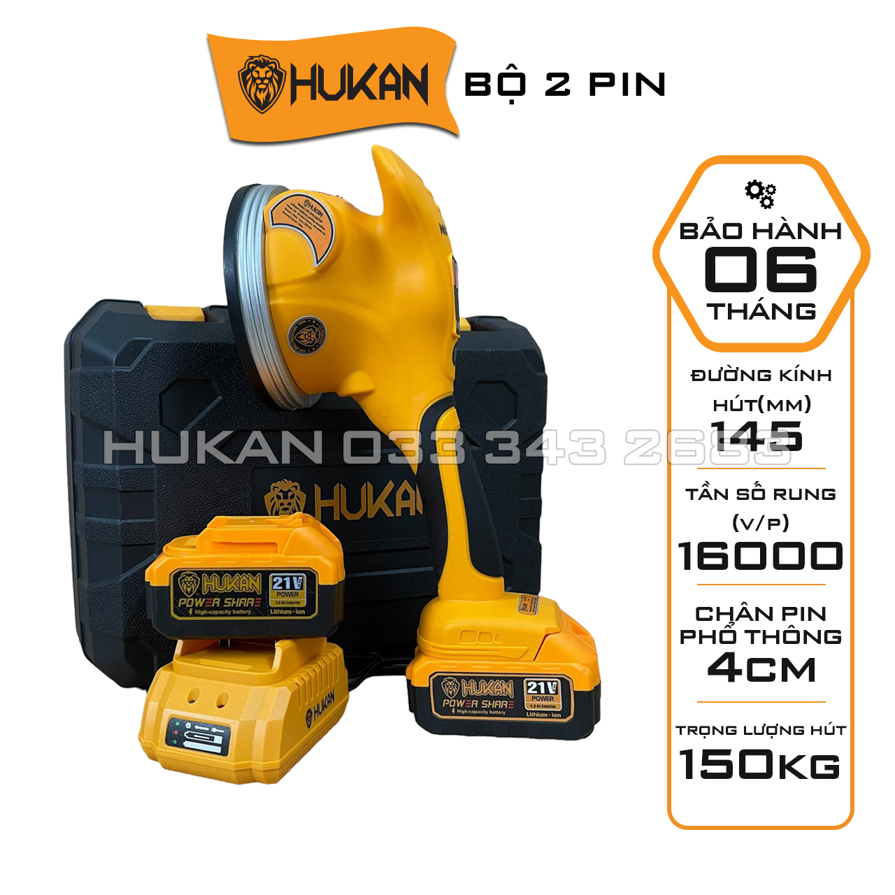 Máy Rung Ốp Lát Gạch Hukan TPK150PRP 2 Chức Năng Hít Rung Gạch 6 Cấp Rung, Điều khiển bằng phím bấm