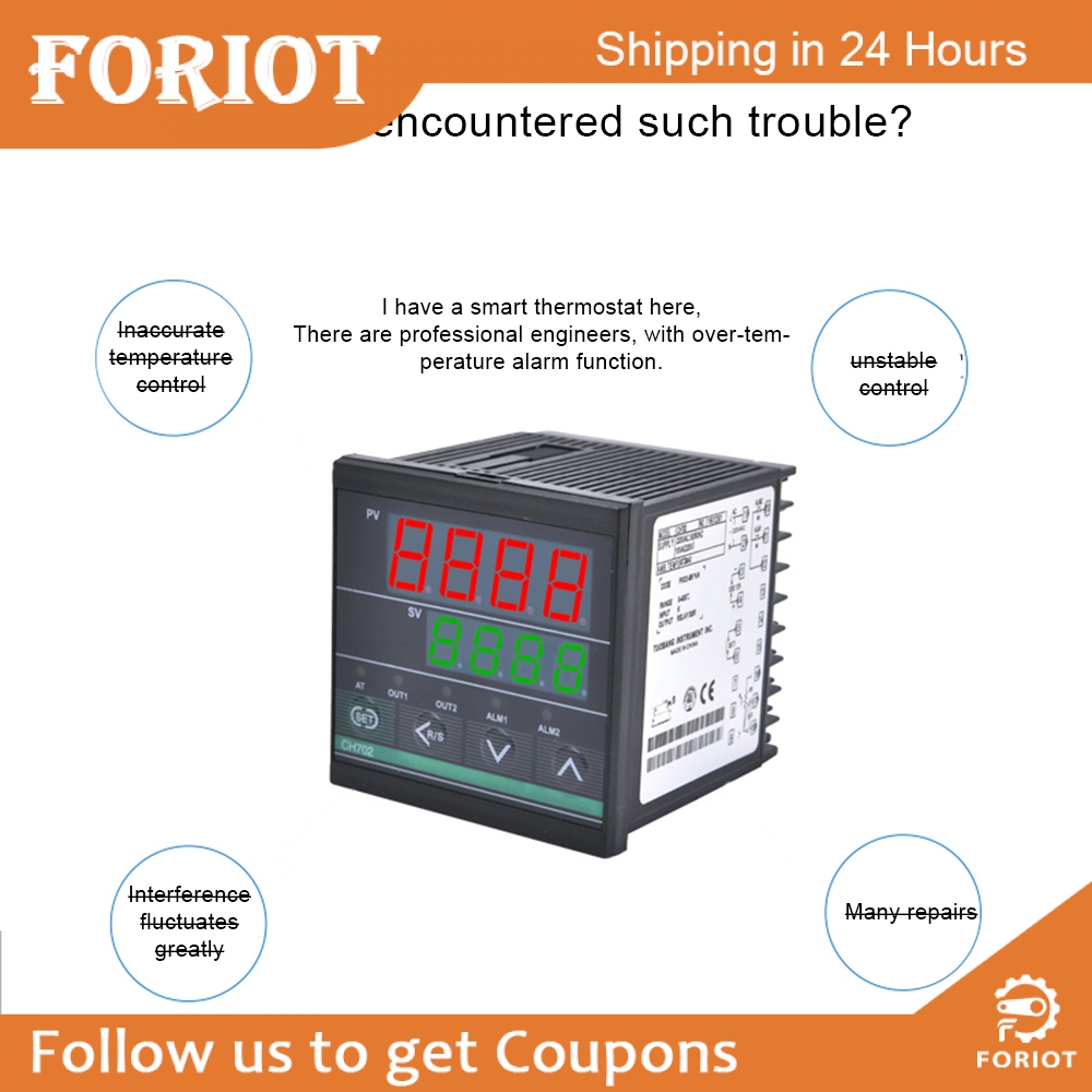 Foriot rơ le ssr và đầu ra kép ch102 ch402 ch702 ch902 hai đầu ra rơ le bộ điều khiển nhiệt độ thông minh kỹ thuật số lcd 220v