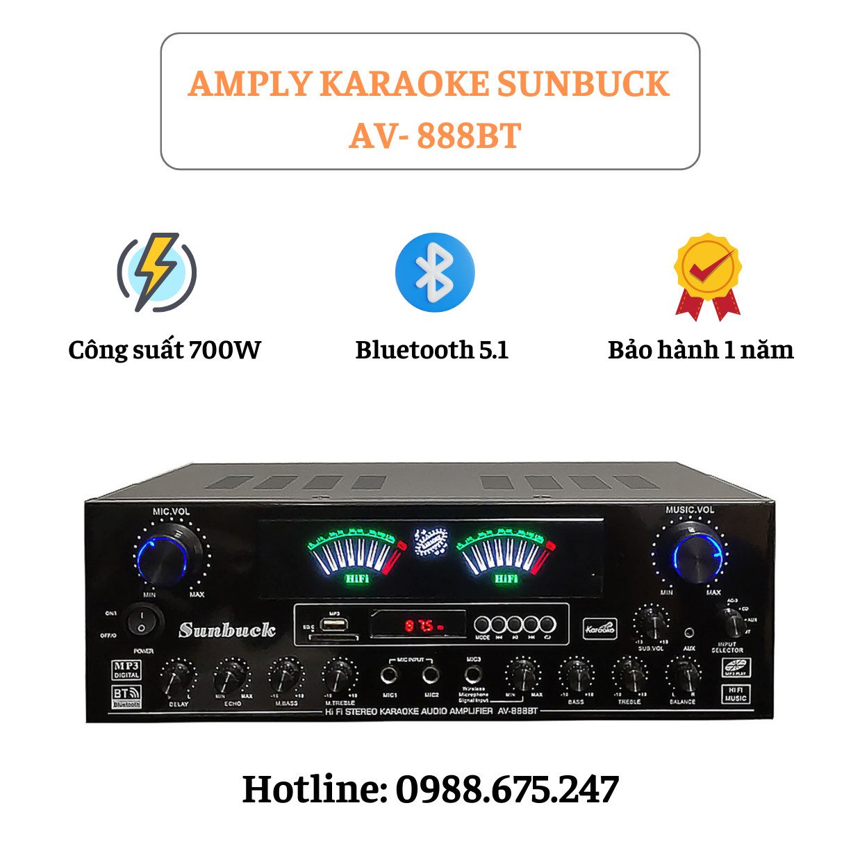Amply Sunbuck 888BT đánh nhạc cực xịn, âm thanh cực đỉnh, amply karaoke có kết nối bluetooth