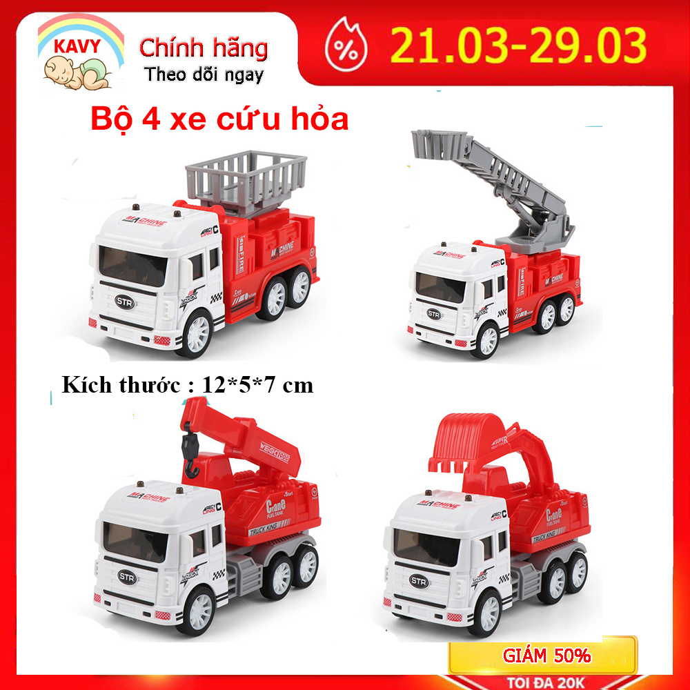 Bộ đồ chơi xe cứu hỏa cho bé gồm 4 chiếc với các chi tiết chuyển động linh hoạt, TẶNG kèm 1 xe ô tô mini xinh xắn đáng yêu, giúp bé chơi vui vẻ, nuôi dưỡng tinh thần ham học hỏi cho bé