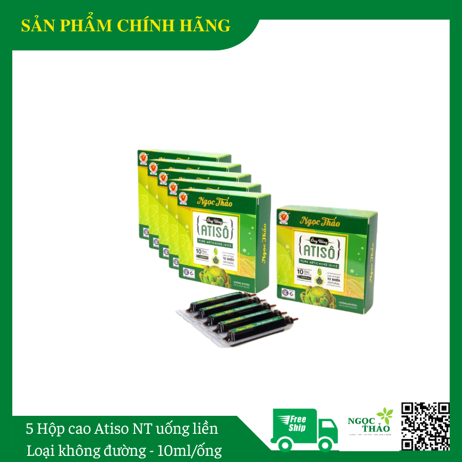 Bộ 5 Hộp Cao nước atiso Ngọc Thảo 10ml - Loại không đường - Cao uống liền