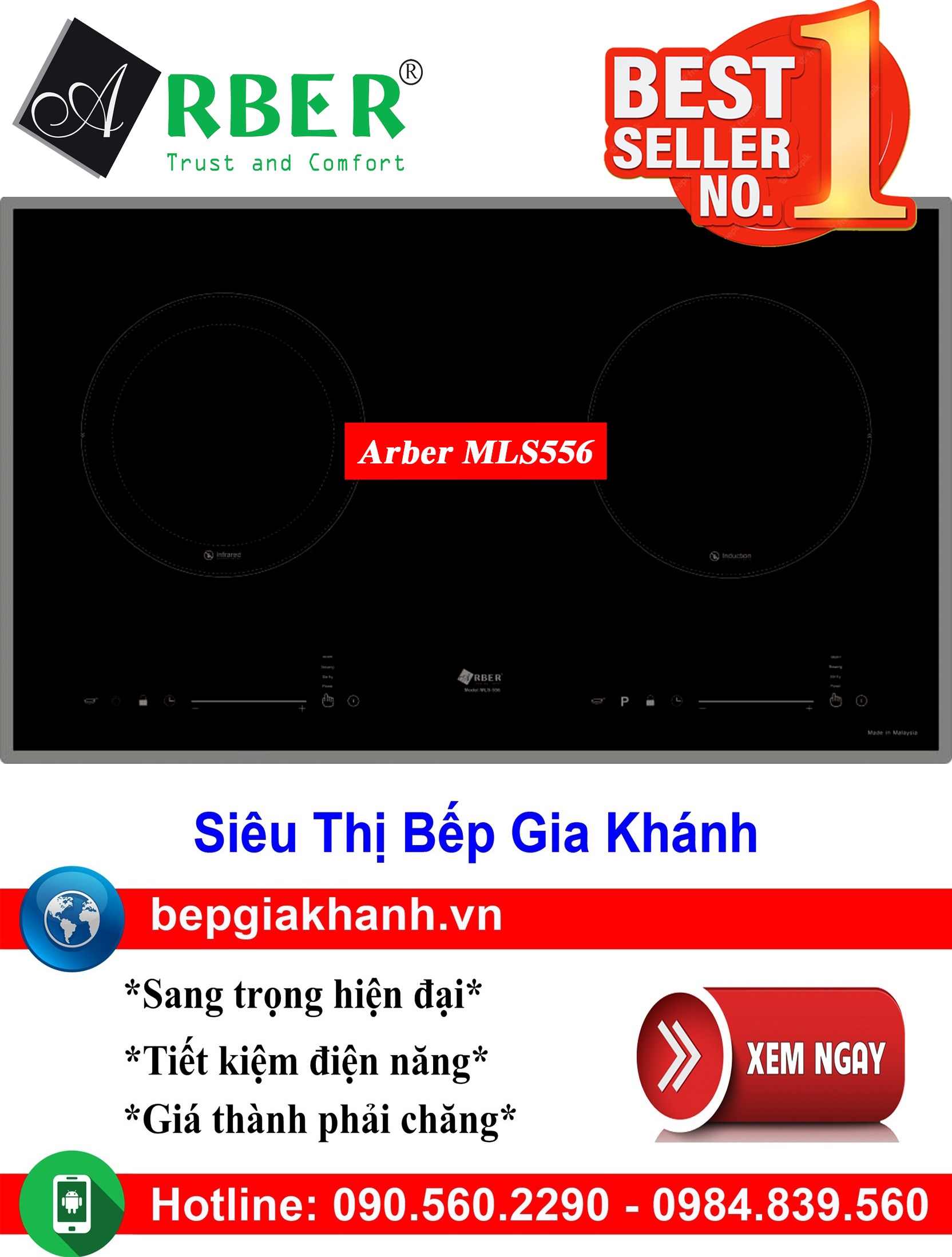 [HCM]Bếp từ kết hợp hồng ngoại Arber MLS556, bếp điện từ, bếp điện từ đôi âm, bếp điện từ đôi, bếp điện từ đôi đức, bếp điện từ đôi nhật, bếp điện từ giá rẻ