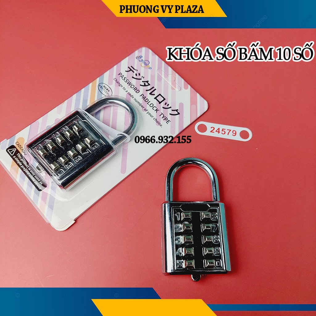 Ổ khóa số bấm 10 số 40mm chuyên khóa tủ, vali, túi xách, cao cấp
