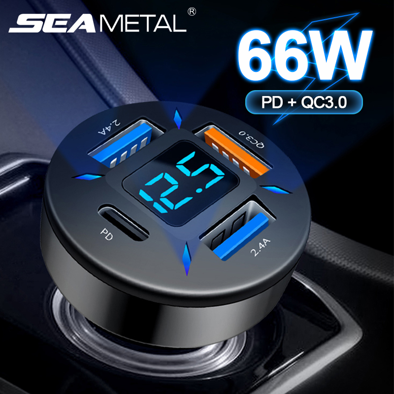  Tẩu Sạc Ô Tô Sạc Nhanh Quick Charge 66W 3.0 Có 4 Cổng Sạc Đèn Led cục sạc nhanh trên ô tô xe máy cho xiaom iphon samsung 