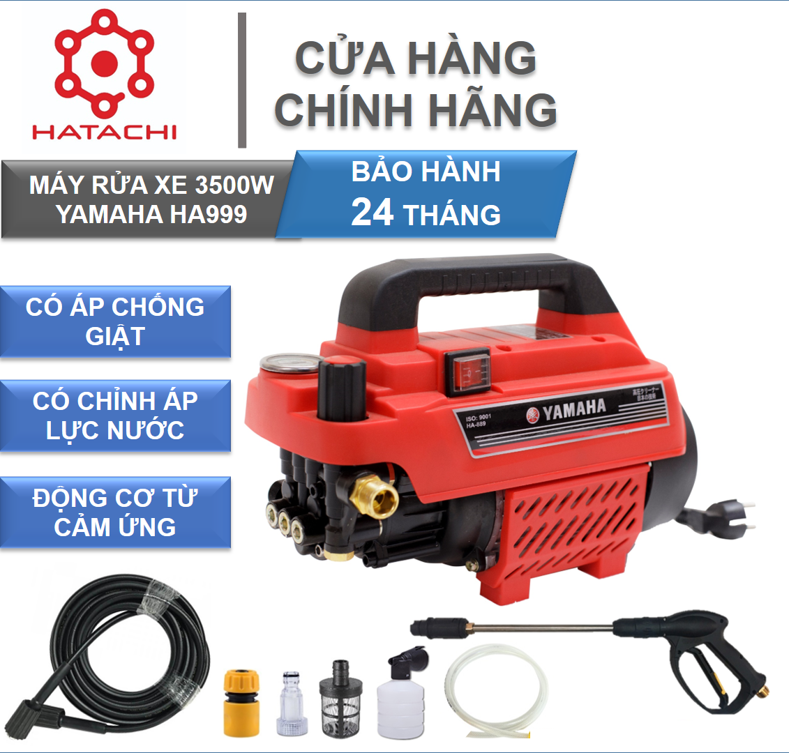 Máy rửa xe - Máy rửa xe HA999 - Có chỉnh áp - 3500W - bảo hành 24 tháng chính hãng