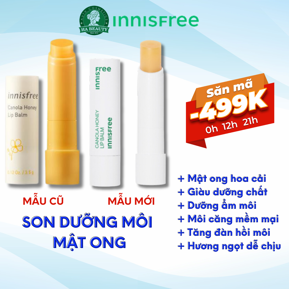 Son dưỡng môi mật ong hoa cải innisfree Canola Honey Lip Balm 3.5g