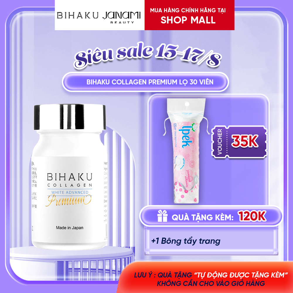 Viên Uống Trắng Da, Tăng Sinh Collagen Da Căng Bóng Bihaku Collagen Premium 30 viên