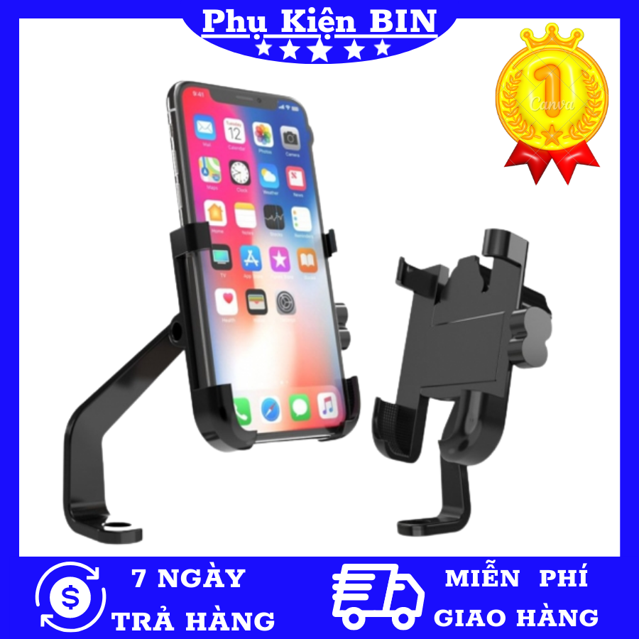 Kẹp điện thoại xe máy C2 hợp kim gắn xe máy, Giá đỡ điện thoại gắn xe máy