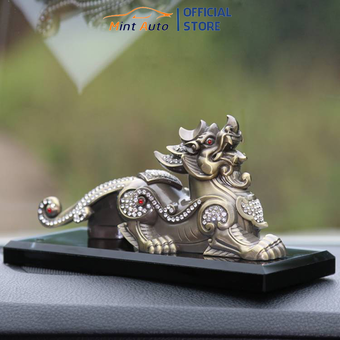 Tượng tỳ hưu phong thủy trang trí bàn làm việc taplo ô tô tặng kèm nước hoa