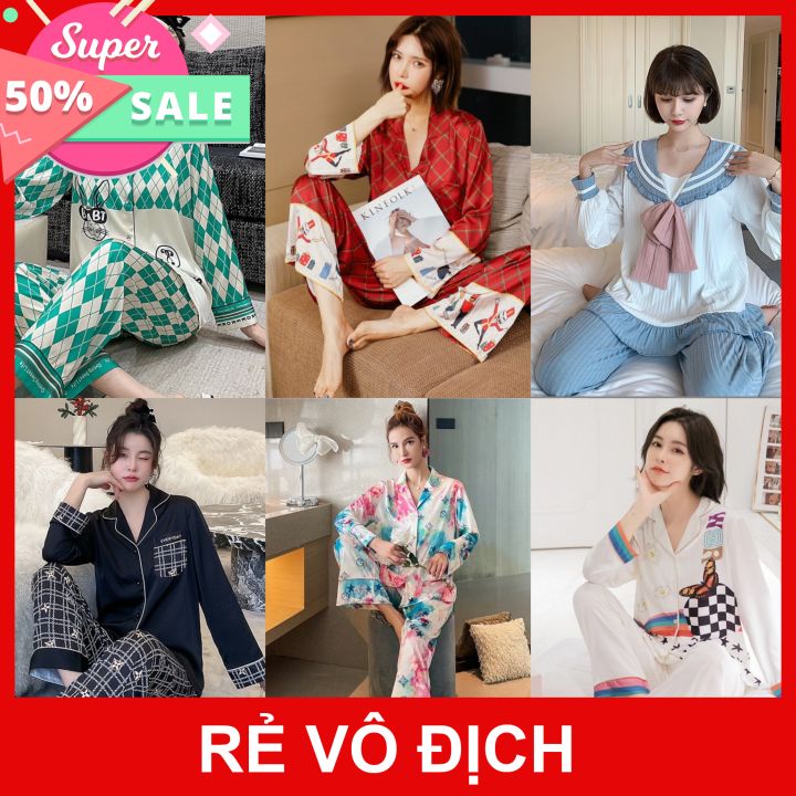 Đồ Bộ Pizama Mặc Nhà Cao Cấp Tay Dài Quần Dài Nhiểu Mẫu Mã- Set Bộ Pijama Ngủ Nữ Form Kiểu Quảng Châu Siêu Đẹp - Sleepwear Siêu Hot Cập Nhật Mẫu Mới Liên Tục