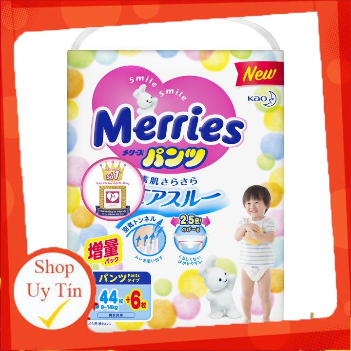 Tã/Bỉm quần merries miếng Nội địa Nhật Size L 44+6
