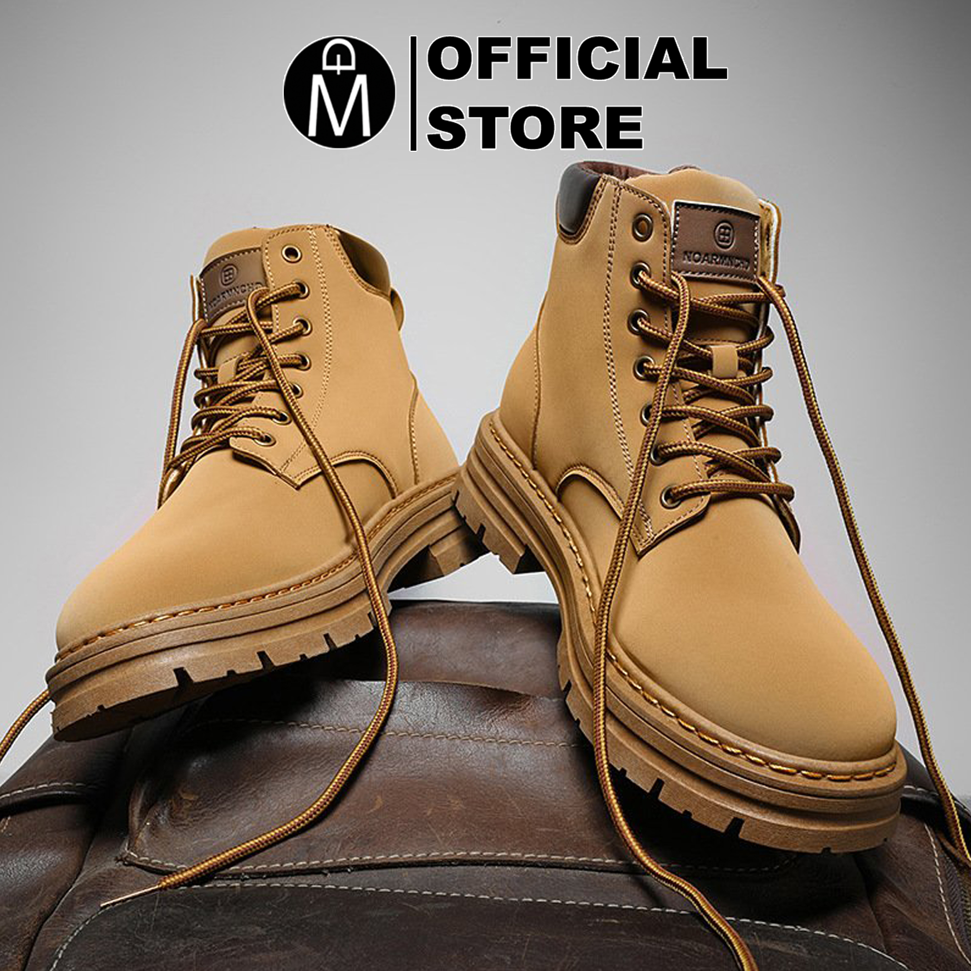Giày boots da nam mđ g1108 da lộn cổ cao
