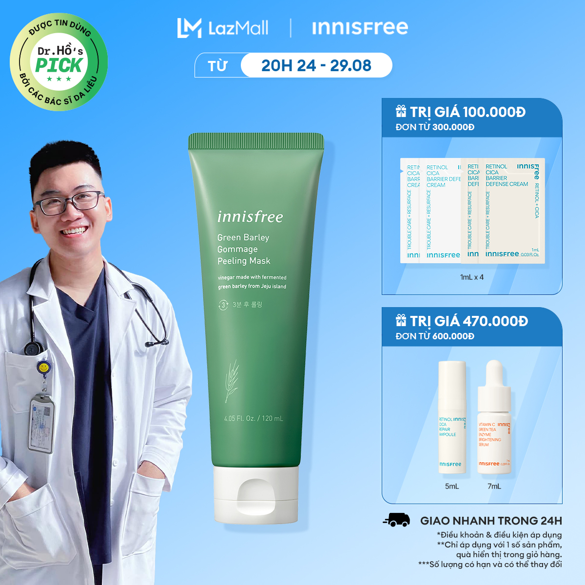 Mặt nạ tẩy tế bào da chết INNISFREE Green Barley Gommage Mask 120ml