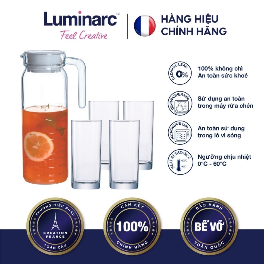 Bộ bình ly tt luminarc dona circle amsterdam 5 món - ludov2277